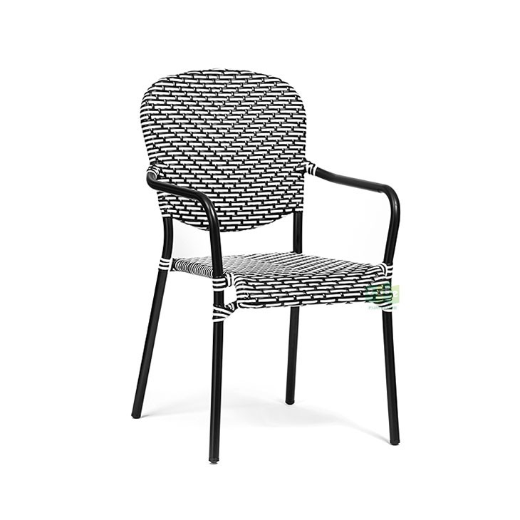 French Bistro Chair Outdoor Dining Chair PE Plastic Rattan Chair